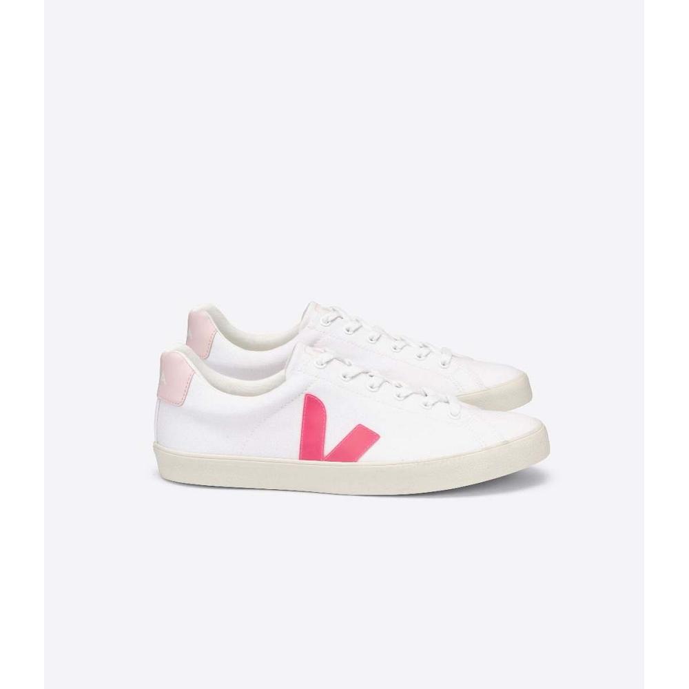 Women\'s Veja ESPLAR SE CANVAS Shoes White/Orange/Pink | SG 513ZUT